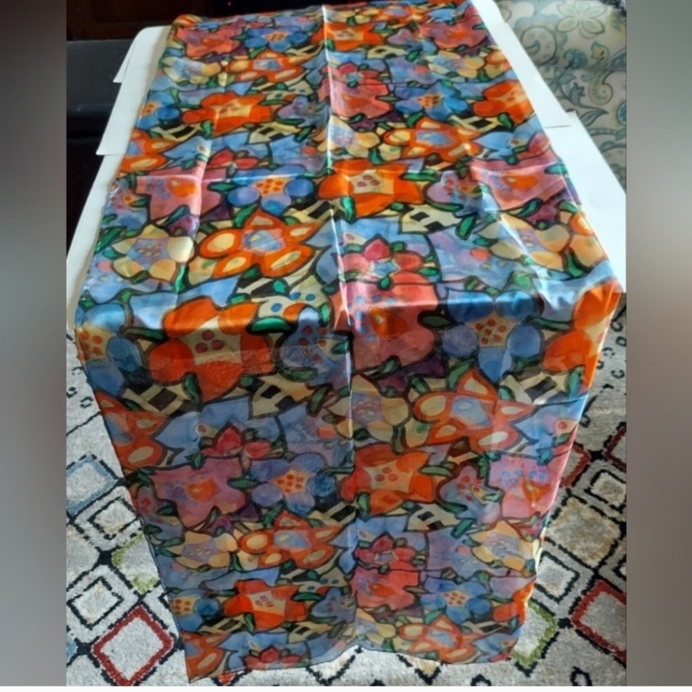 NEW Silk large wrap from England by Fox & Chave- floral